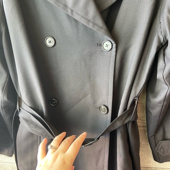 Nili Lotan matland frayed wool black trench coat - Picture 10 of 16